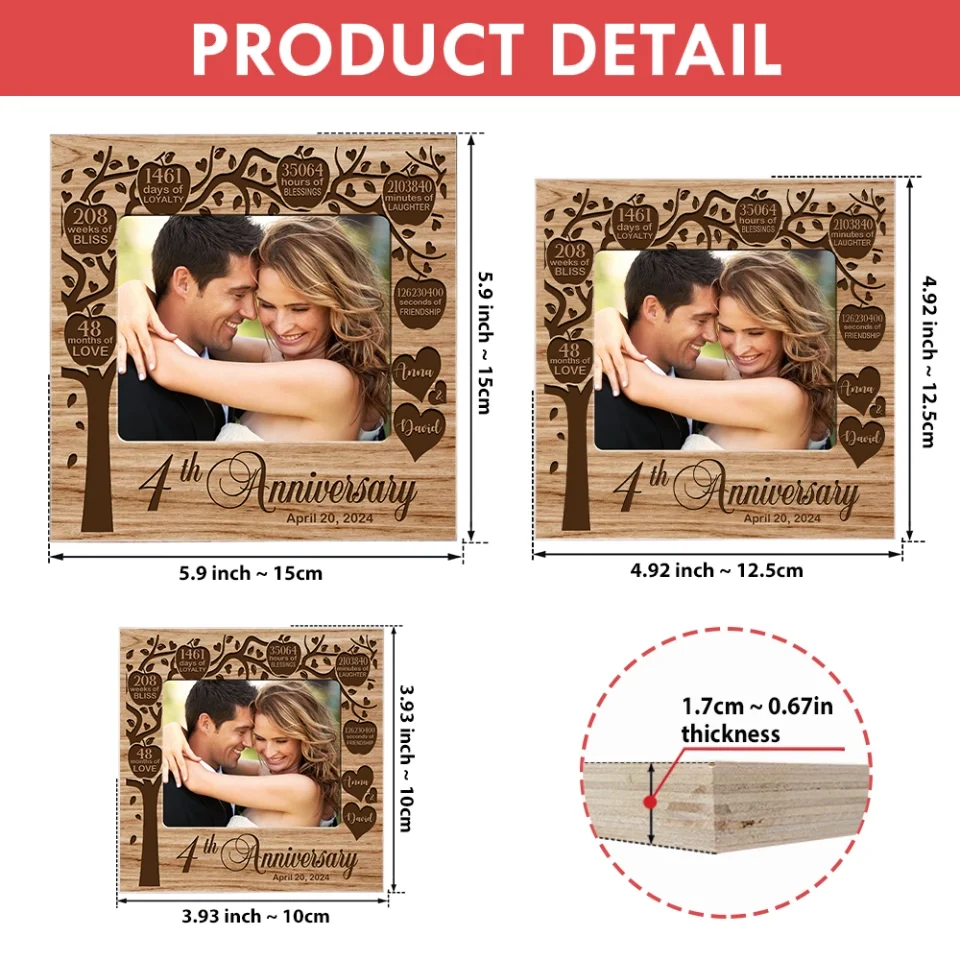 Couple Wooden Sign 4th Anniversary Gift for Couple - Wooden Block - Gift for Her, Him - Image 7