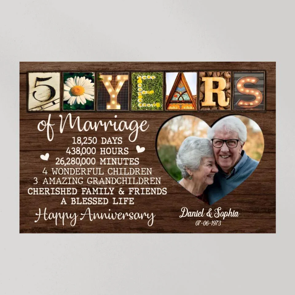 50 Years Of Marriage Cherished Family - Custom Canvas Poster - 50th Anniversary Gift For Parents Grandparents - Image 7