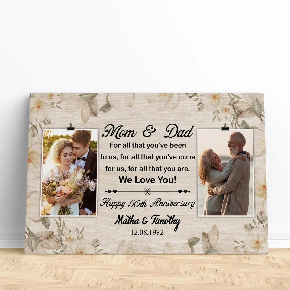 50th Happy Anniversary Mom and Dad Custom Canvas Poster Anniversary Gift For Parents - Image 5