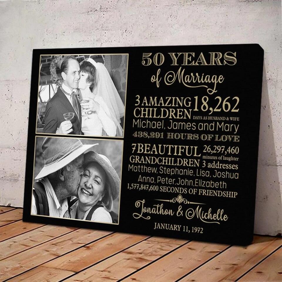 50th Wedding Anniversary Custom Canvas Poster Anniversary Gift For Parents - Image 5