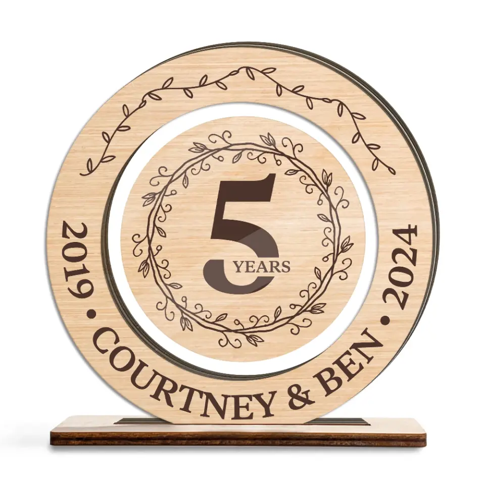 5th Anniversary Acrylic and Wooden Sign Wedding Anniversary Gift for Husband Wife - Image 2