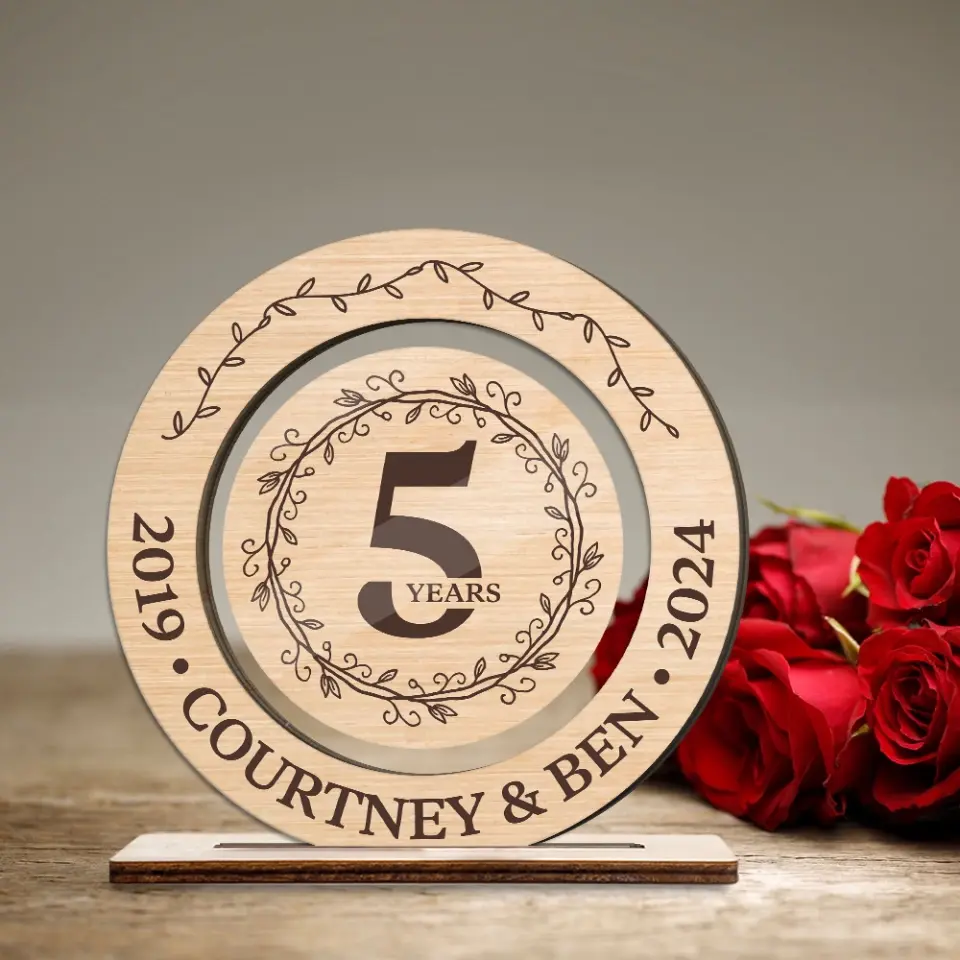 5th Anniversary Acrylic and Wooden Sign Wedding Anniversary Gift for Husband Wife - Image 6