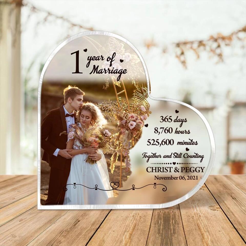 Many Years Of Marriage Together And Still Counting-Best Heart Acrylic Plaque Gift For Wedding Anniversary - Image 4