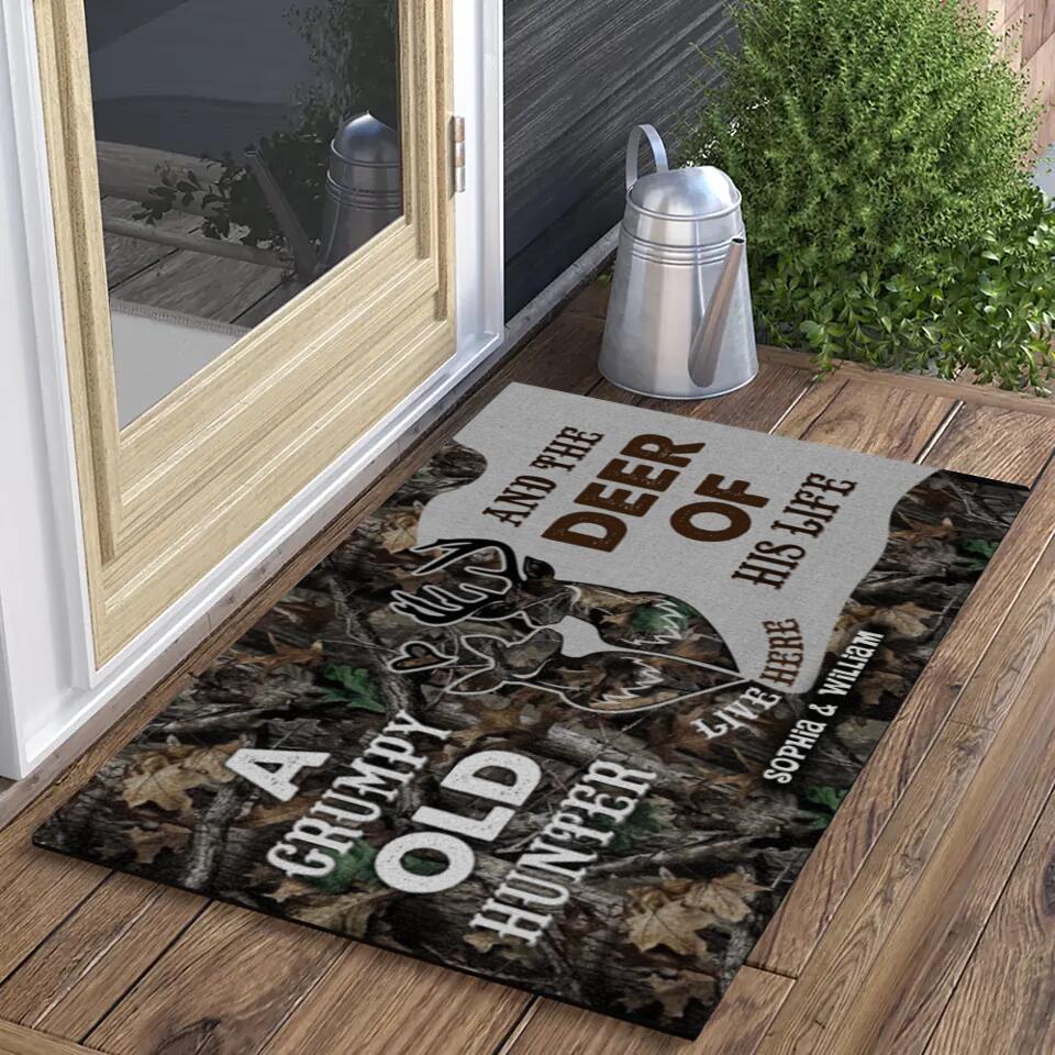 A Grumpy Old Hunter And The Deer Of His Life - Housewarming Gifts - Custom Doormat - Hunting Gift For Him - Image 3