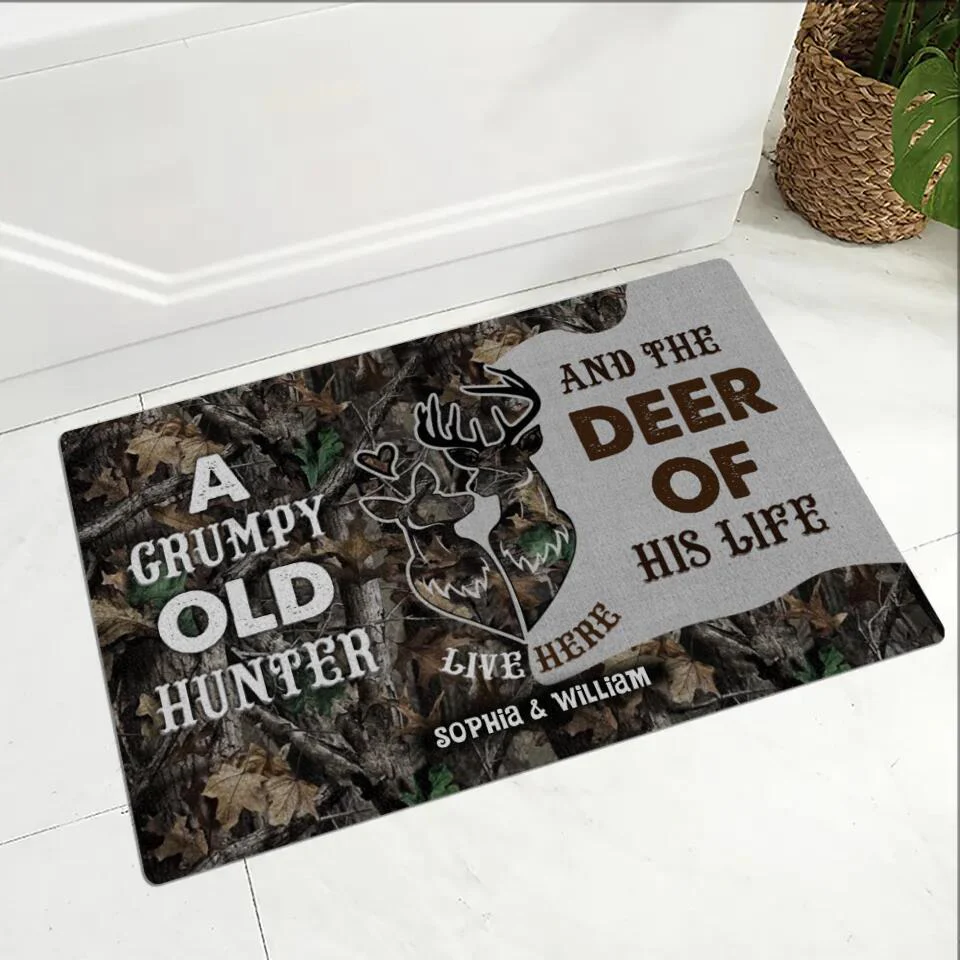A Grumpy Old Hunter And The Deer Of His Life - Housewarming Gifts - Custom Doormat - Hunting Gift For Him - Image 4