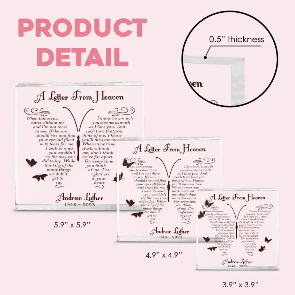 A Letter from Heaven - Custom Acrylic Plaque - Remembrance Plaque - Gifts for Lost Loved Ones - Image 7