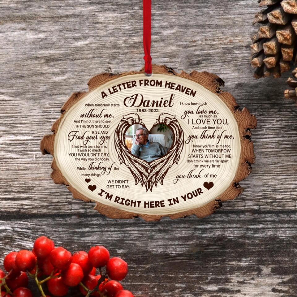 A Letter From Heaven I'm Right Here In Your Heart Personalized Ornament - Image 5