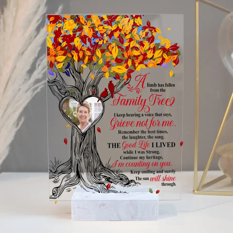 A Limb Has Fallen From The Family Tree - Acrylic Plaque - Custom Photo Plaque - Sympathy Gifts for Lost of Loved Ones - Image 2