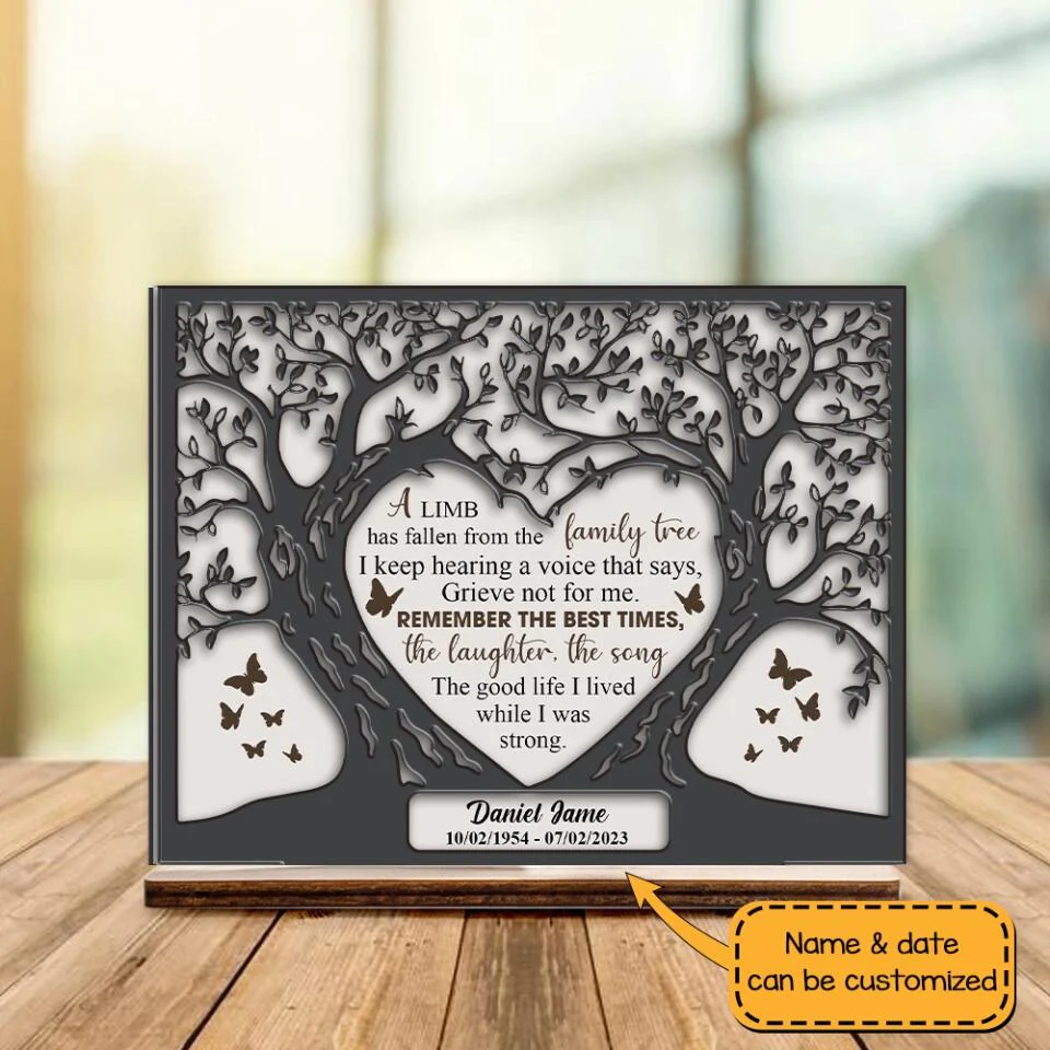 A Limb Has Fallen from the Family Tree - Personalized Sympathy Plaque - Gifts for Lost Loved Ones - Funeral Memorial Gifts - Image 4