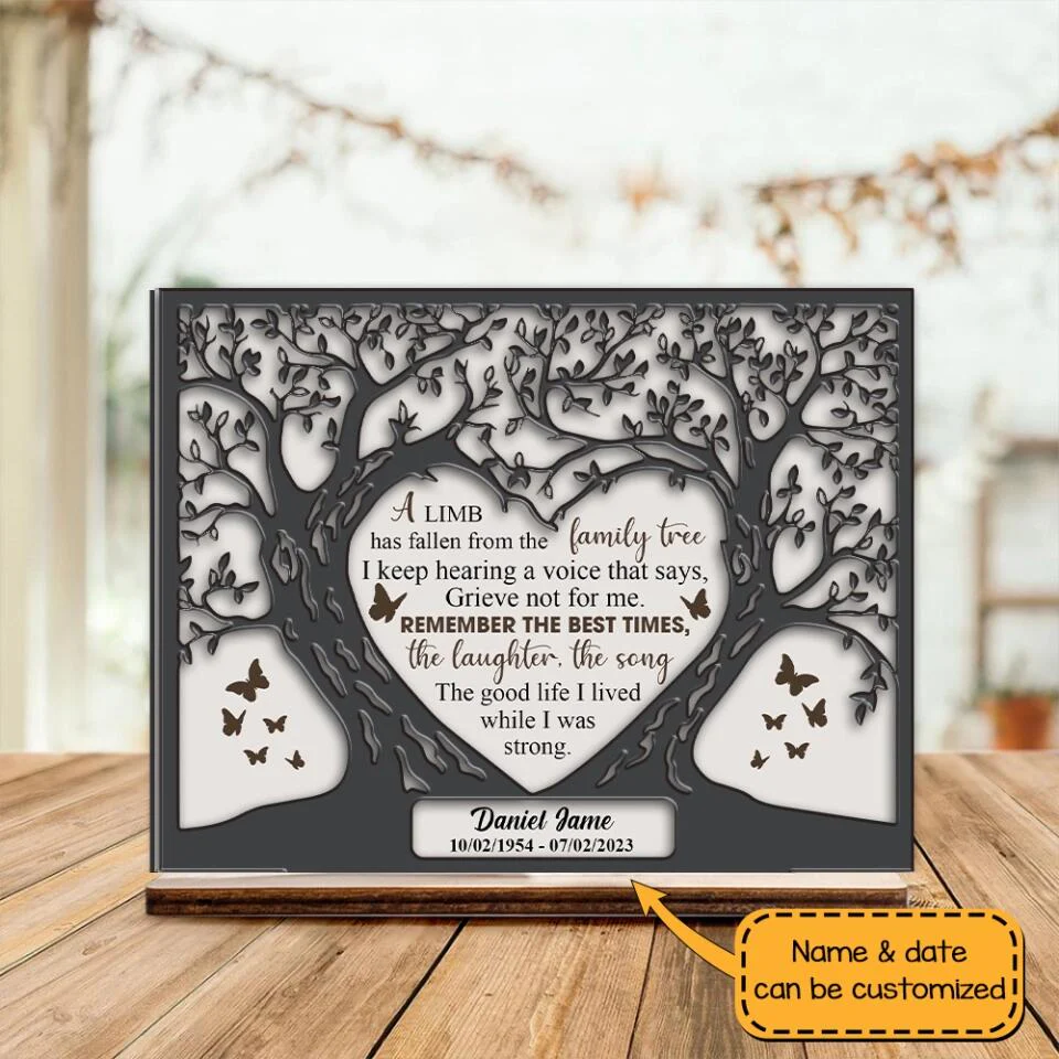 A Limb Has Fallen from the Family Tree - Personalized Sympathy Plaque - Gifts for Lost Loved Ones - Funeral Memorial Gifts - Image 5