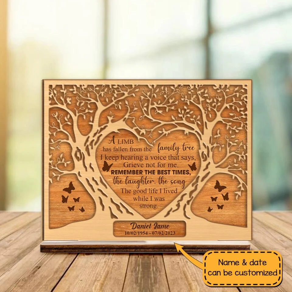 A Limb Has Fallen from the Family Tree - Personalized Sympathy Plaque - Gifts for Lost Loved Ones - Funeral Memorial Gifts - Image 6