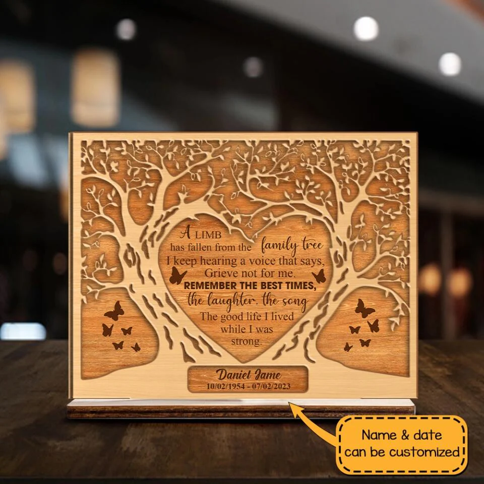 A Limb Has Fallen from the Family Tree - Personalized Sympathy Plaque - Gifts for Lost Loved Ones - Funeral Memorial Gifts - Image 7