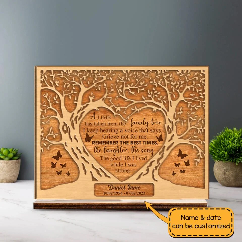 A Limb Has Fallen from the Family Tree - Personalized Sympathy Plaque - Gifts for Lost Loved Ones - Funeral Memorial Gifts - Image 8