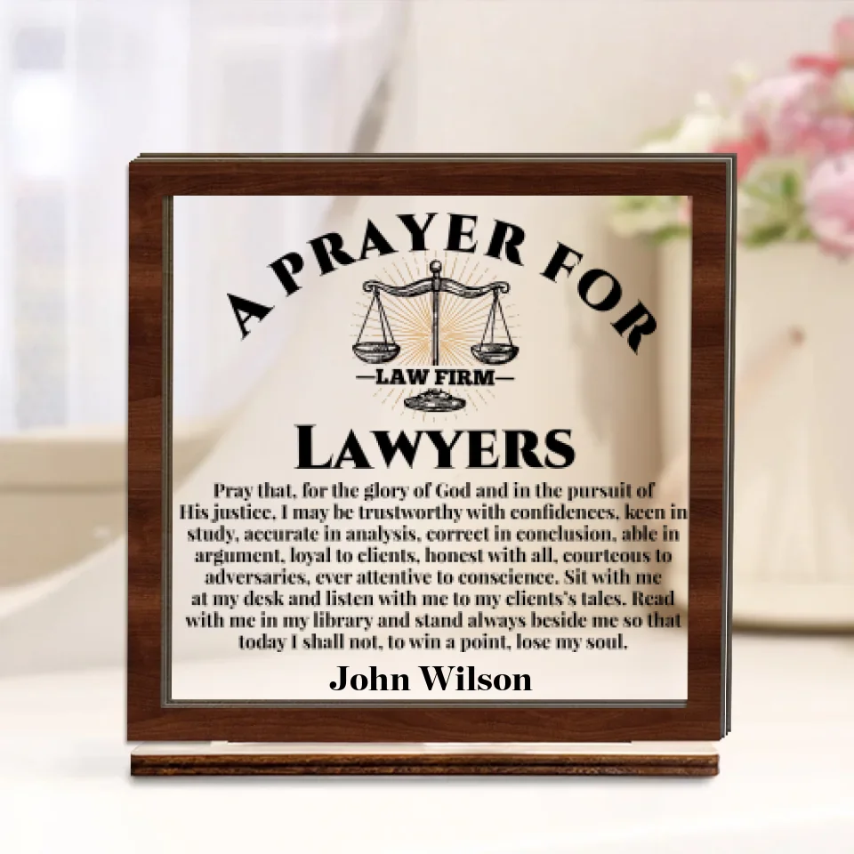 A Prayer for Lawyers - Personalized Acrylic and Wooden Plaque - Gift For Lawyers - Image 2