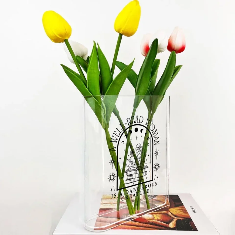 A Well Read Woman Bookish Acrylic Book Vase -  Reader Bookshelf Decor - Gift for Book Lovers, Bookish - Image 5