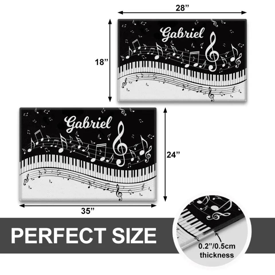 Abstract Piano Music Note Black White - Personalized Doormat - Gift For Music or Piano Lovers - Image 7