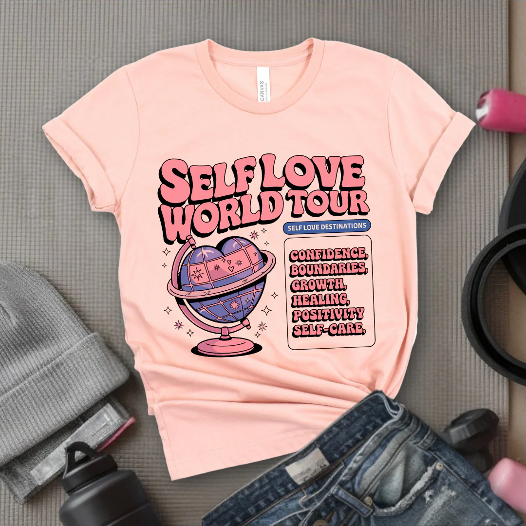 Affirmations Shirt - Self Love World Tour T-shirt - Mental Health Tee - Aesthetic Affirmations Shirt - Gift for Yourself - Bella Canvas 3001 - Image 3