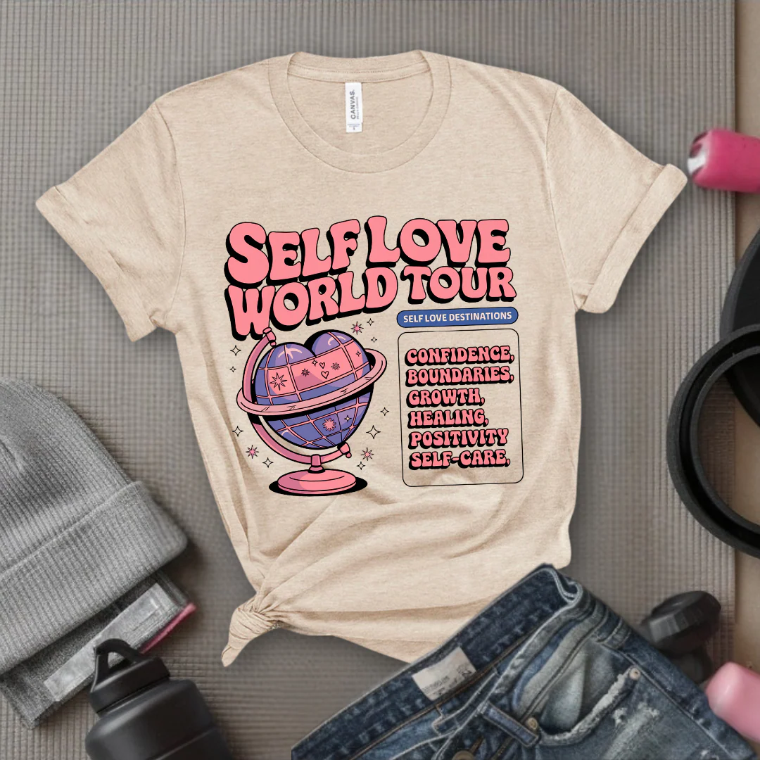 Affirmations Shirt - Self Love World Tour T-shirt - Mental Health Tee - Aesthetic Affirmations Shirt - Gift for Yourself - Bella Canvas 3001 - Image 5