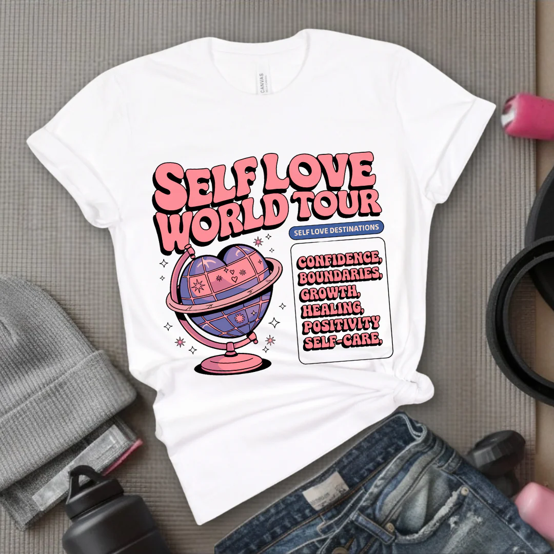 Affirmations Shirt - Self Love World Tour T-shirt - Mental Health Tee - Aesthetic Affirmations Shirt - Gift for Yourself - Bella Canvas 3001 - Image 6