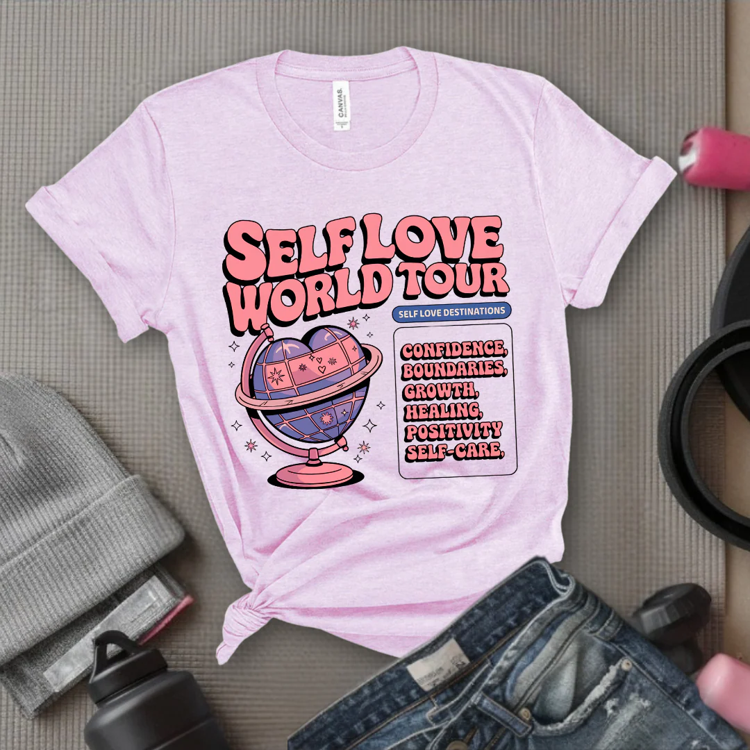 Affirmations Shirt - Self Love World Tour T-shirt - Mental Health Tee - Aesthetic Affirmations Shirt - Gift for Yourself - Bella Canvas 3001 - Image 7