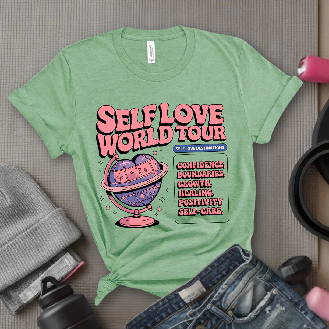 Affirmations Shirt - Self Love World Tour T-shirt - Mental Health Tee - Aesthetic Affirmations Shirt - Gift for Yourself - Bella Canvas 3001 - Image 8