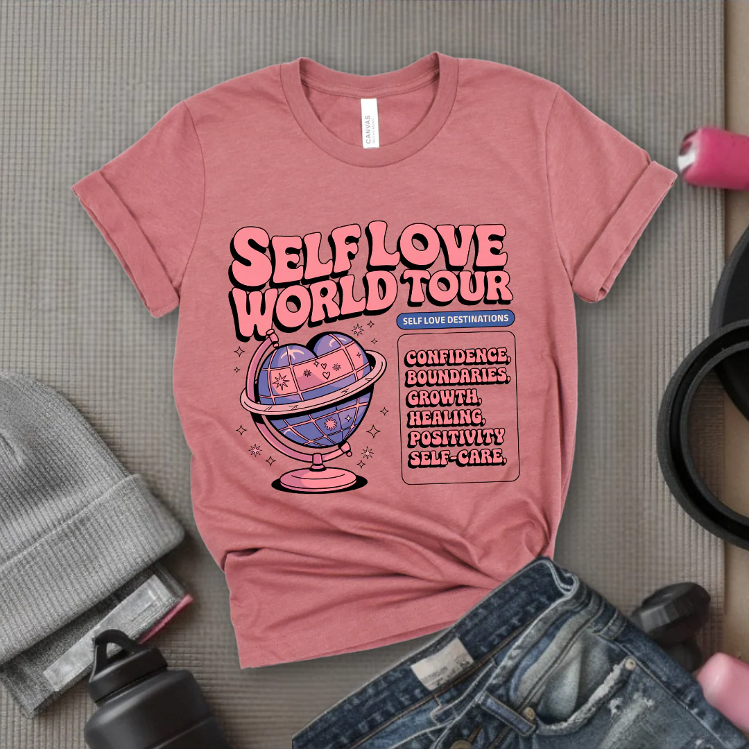 Affirmations Shirt - Self Love World Tour T-shirt - Mental Health Tee - Aesthetic Affirmations Shirt - Gift for Yourself - Bella Canvas 3001 - Image 9
