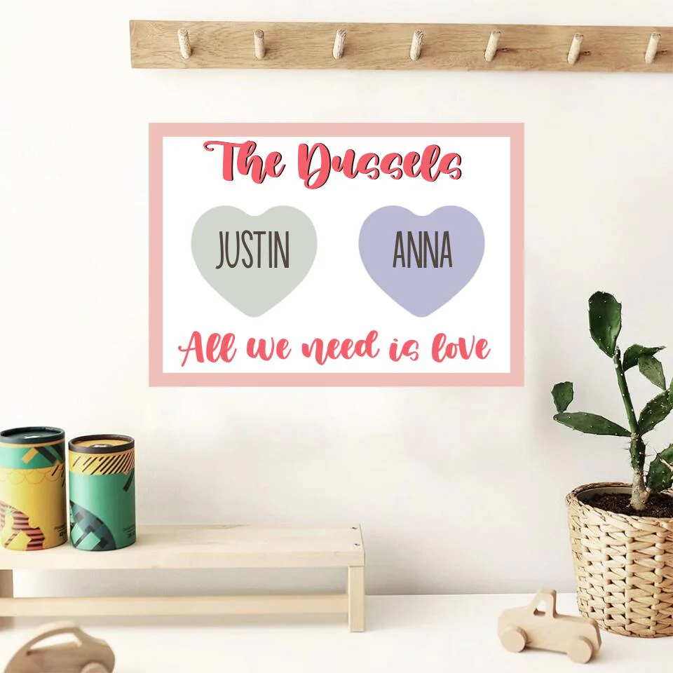 Couple Wooden Sign Personalized Valentine Gifts - All We Need Is Love - Custom Wooden Art - Anniversary, Valentine Gift For Couples - Image 2