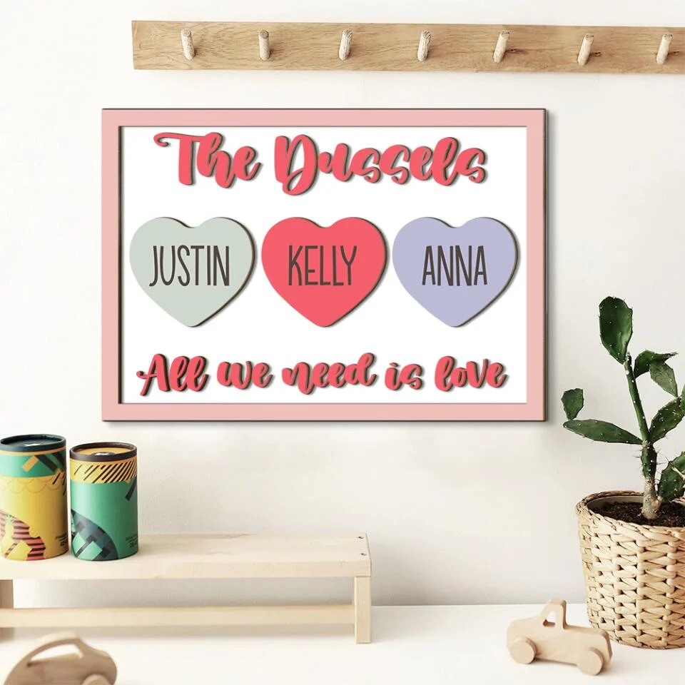 Couple Wooden Sign Personalized Valentine Gifts - All We Need Is Love - Custom Wooden Art - Anniversary, Valentine Gift For Couples - Image 4
