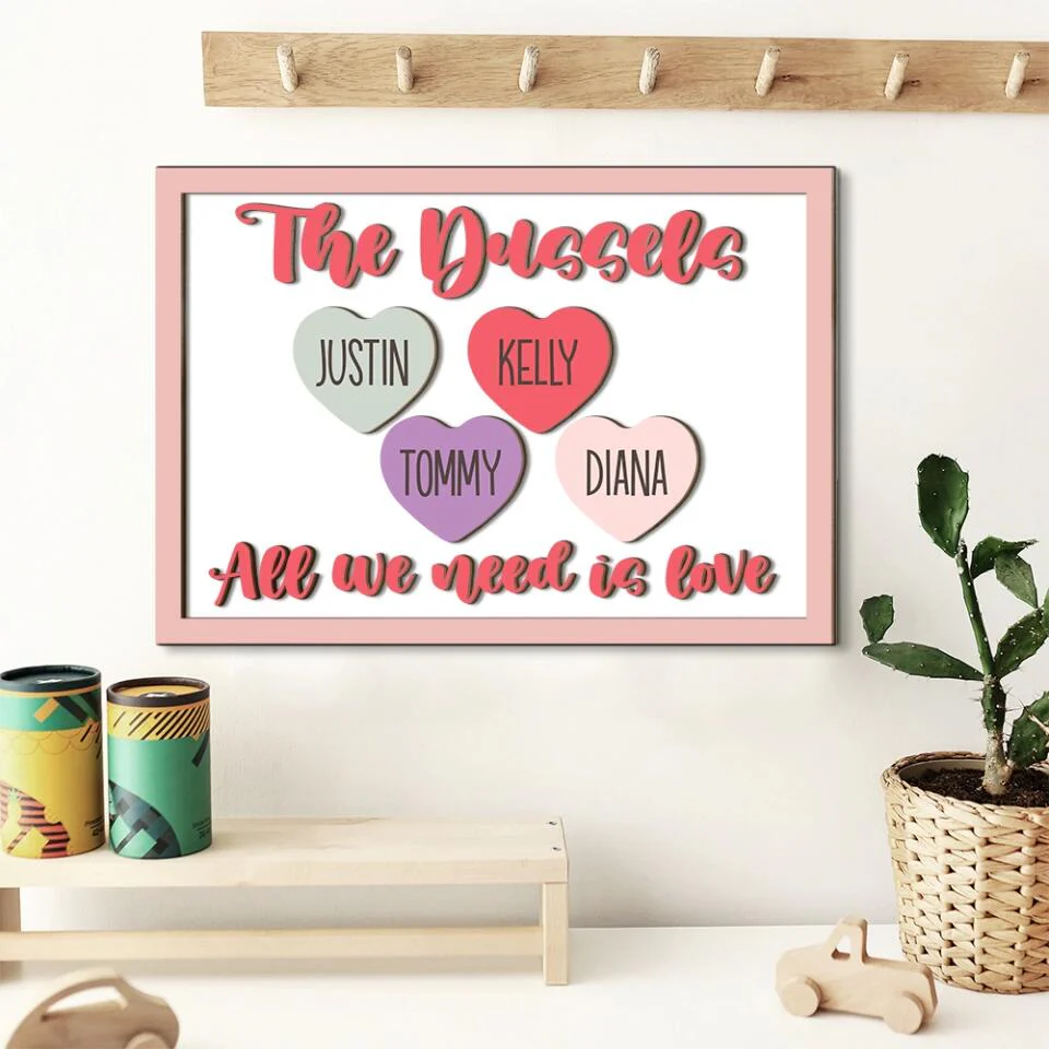 Couple Wooden Sign Personalized Valentine Gifts - All We Need Is Love - Custom Wooden Art - Anniversary, Valentine Gift For Couples - Image 5