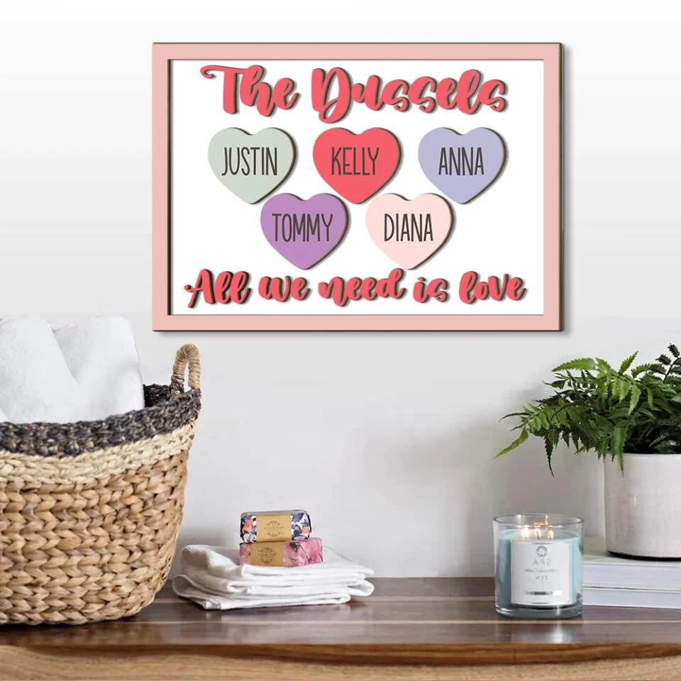 Couple Wooden Sign Personalized Valentine Gifts - All We Need Is Love - Custom Wooden Art - Anniversary, Valentine Gift For Couples - Image 6