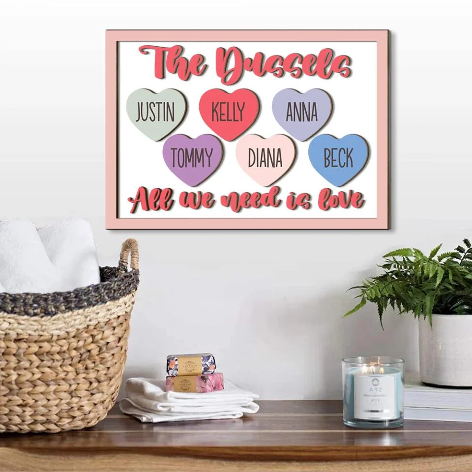 Couple Wooden Sign Personalized Valentine Gifts - All We Need Is Love - Custom Wooden Art - Anniversary, Valentine Gift For Couples - Image 7
