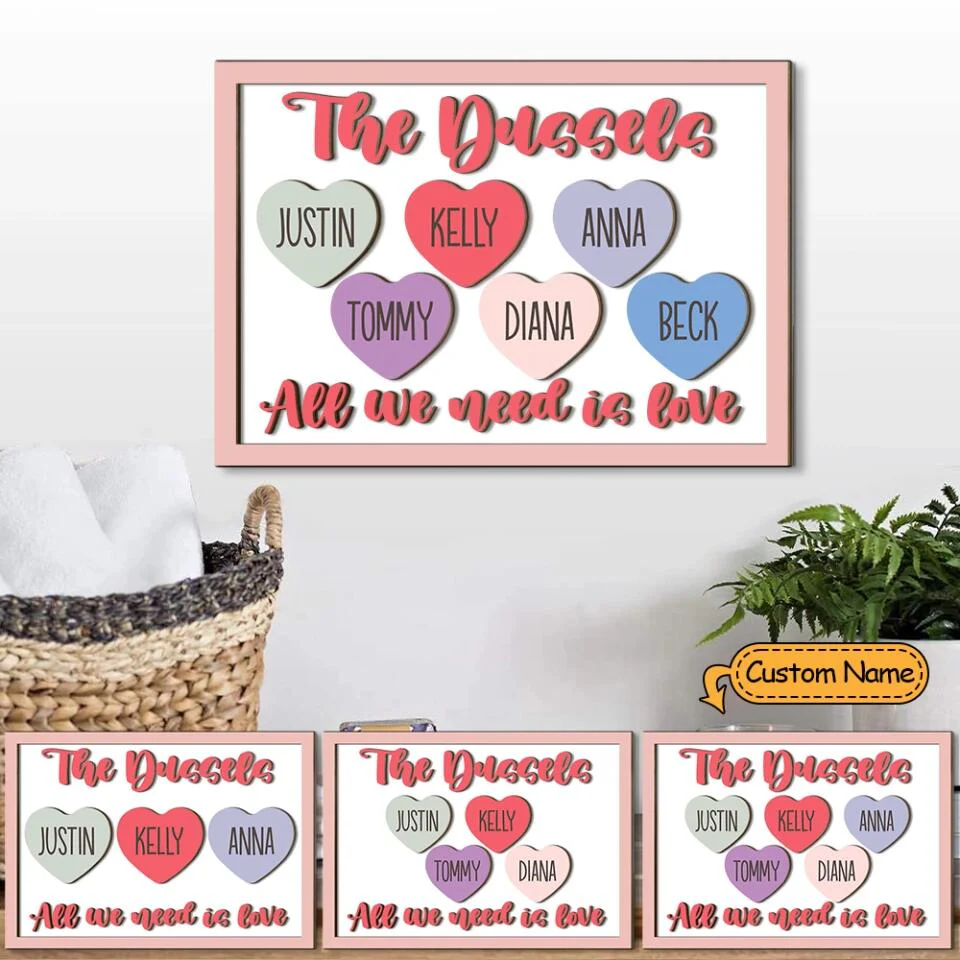 Couple Wooden Sign Personalized Valentine Gifts - All We Need Is Love - Custom Wooden Art - Anniversary, Valentine Gift For Couples - Image 8