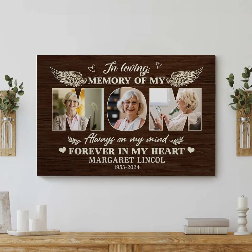 Always On My Mind Forever In My Heart - Personalized Canvas - Image 7