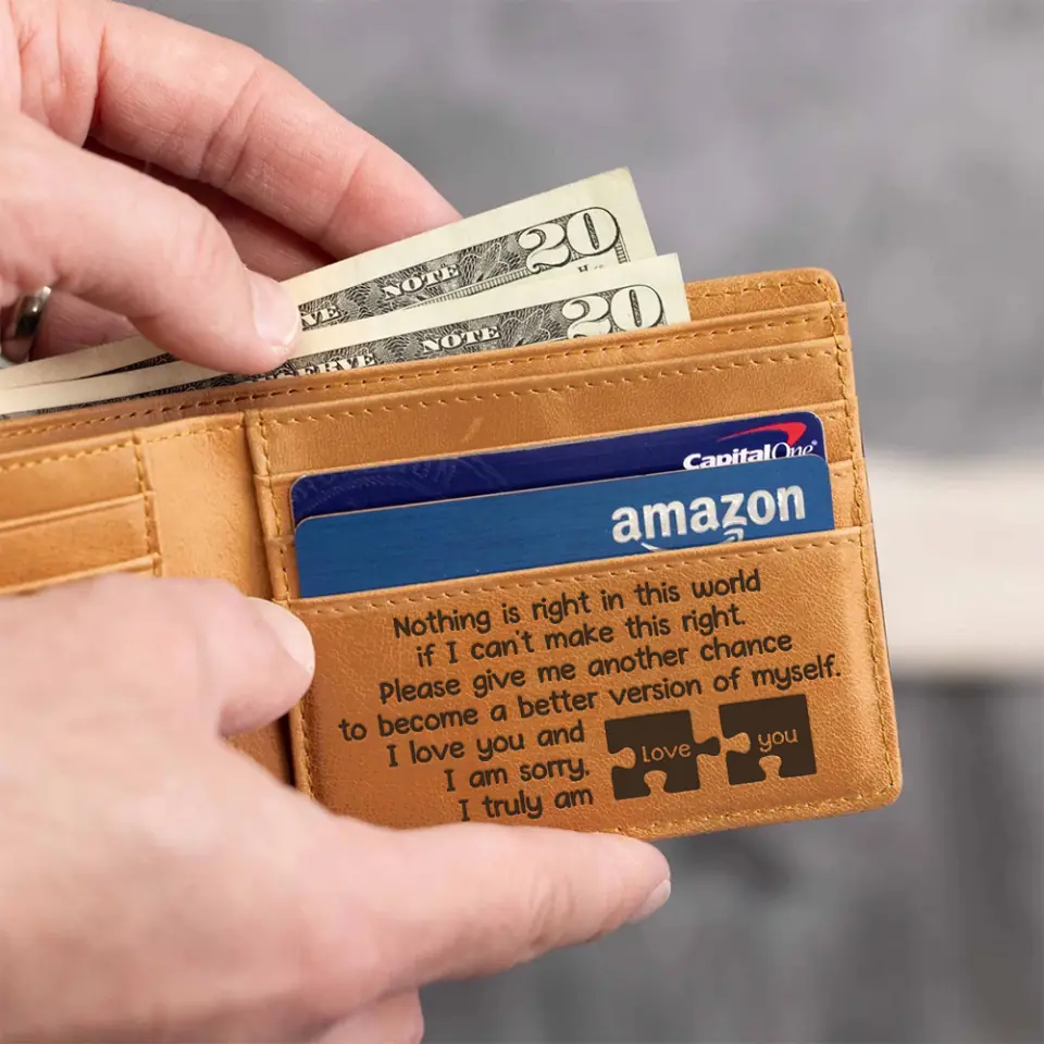 Apology/Sorry Gift for Husband Boyfriend Engraved Leather Wallet