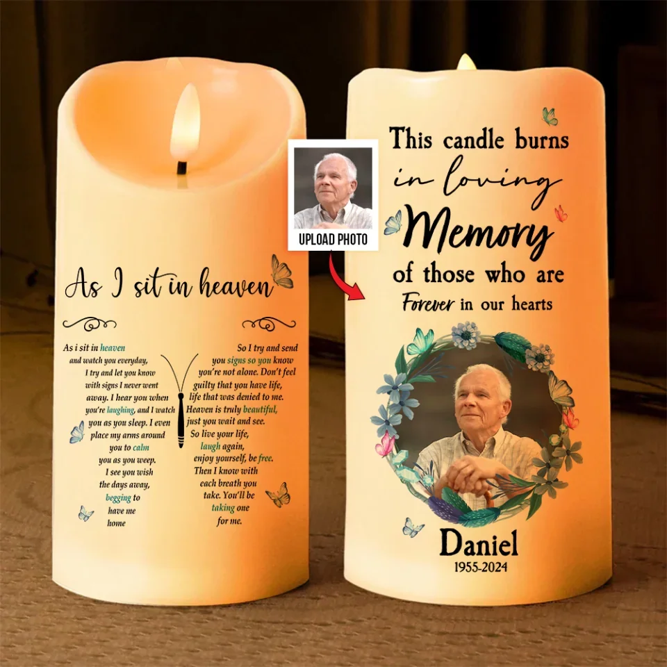 As I Sit in Heaven - Butterflies In Loving Memory of Led Candle - Memorial Sympathy Gift for Loss of Loved Ones - Image 3