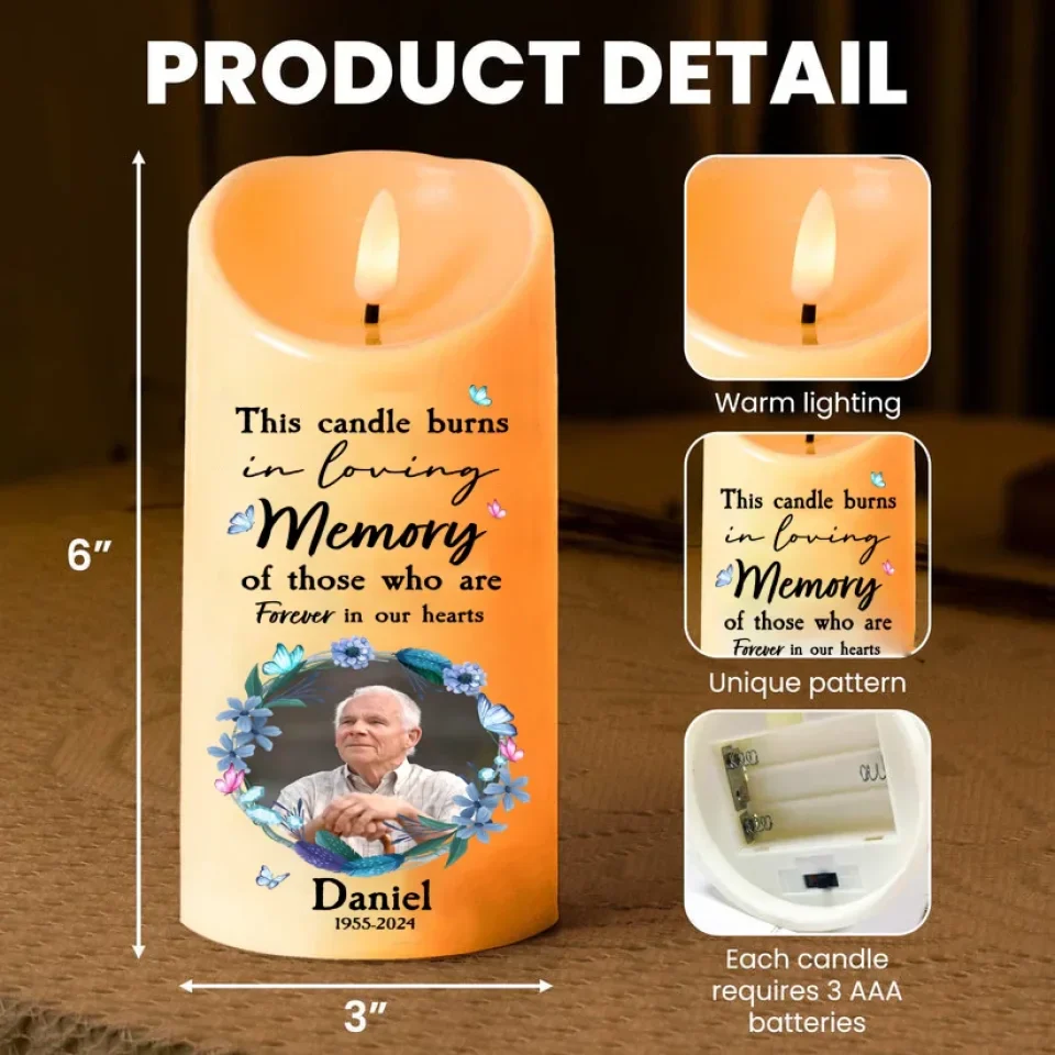 As I Sit in Heaven - Butterflies In Loving Memory of Led Candle - Memorial Sympathy Gift for Loss of Loved Ones - Image 4