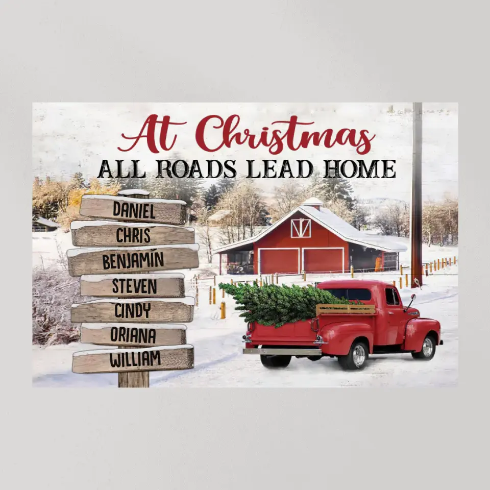 At Christmas All Roads Lead Home - Housewarming Gifts - Custom Canvas Poster - Christmas Gift For Family - Image 9