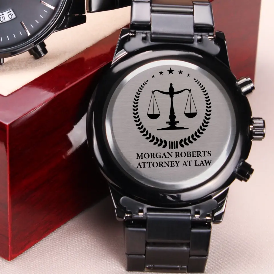 Custom Name Attorney at Law - Personalized Engraved Watch - Thank You/Appreciation Gift for Lawyers - Image 2