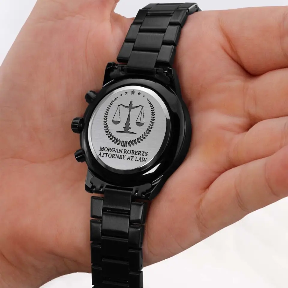 Custom Name Attorney at Law - Personalized Engraved Watch - Thank You/Appreciation Gift for Lawyers - Image 6