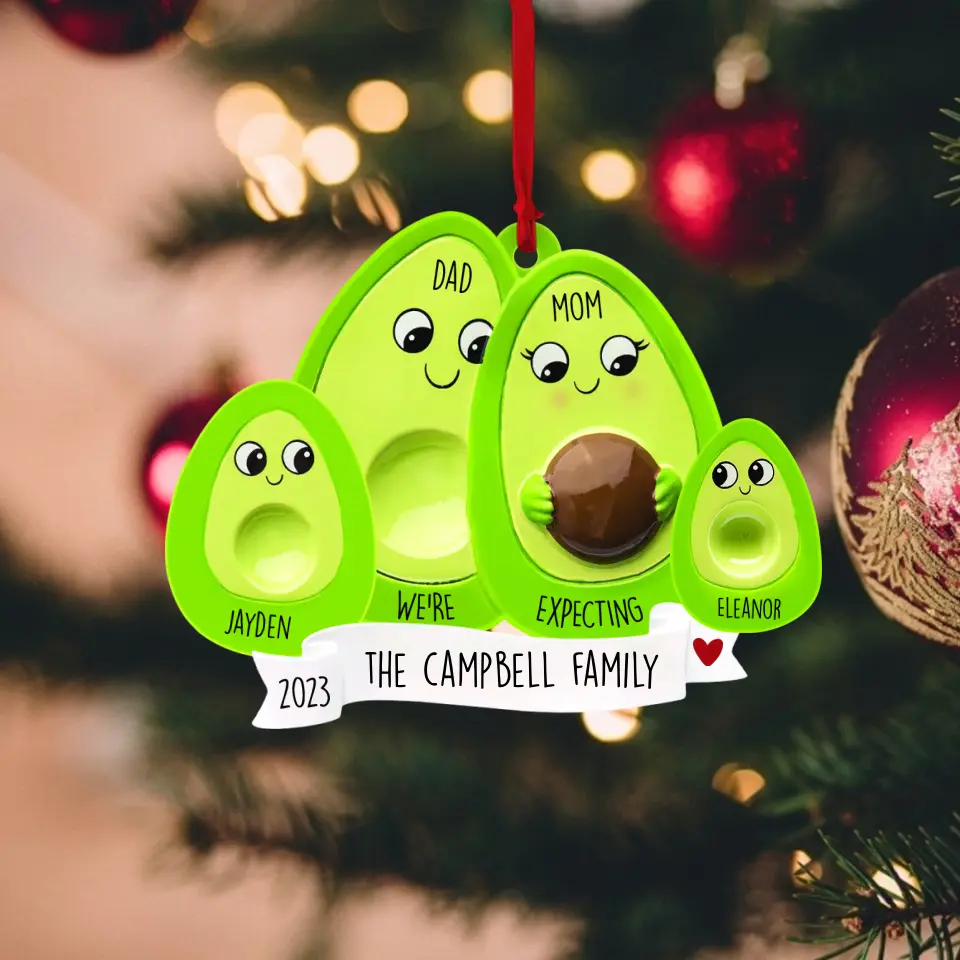 Avocado Expecting - Personalized Acrylic Ornament - Pregnancy Christmas Gift - Image 2