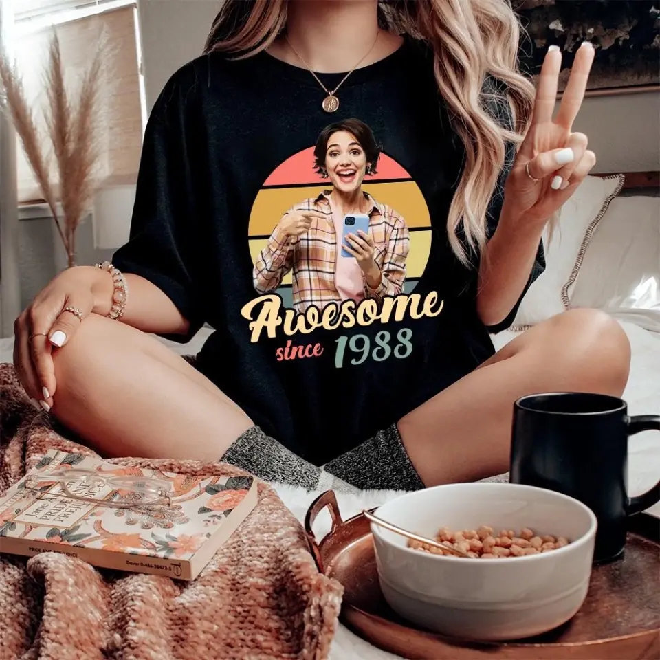 Awesome Since Custom Face Shirt Tshirt Birthday Gift - Image 3