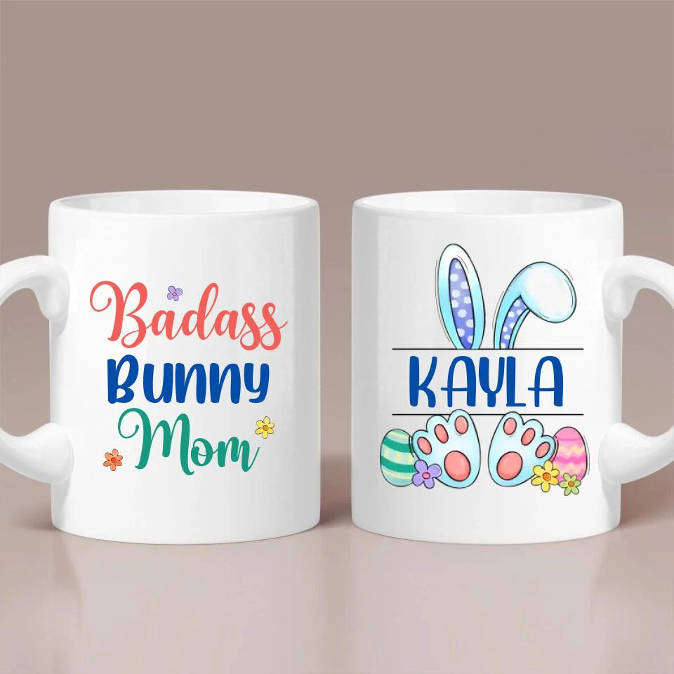 Badass Bunny Mom/Wife - Personalized Mug - Custom Nickname - Easter Day Gift for Mom or Wife - Image 2