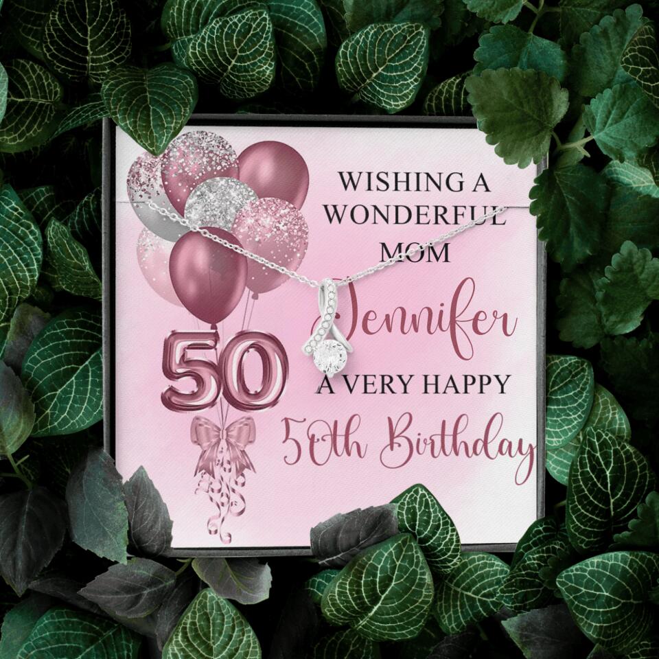 Balloon Wishing a Wonderful Friend Mom a Very Happy Birthday - Personalized Necklace - 50th Birthday Gift for Women - Image 13