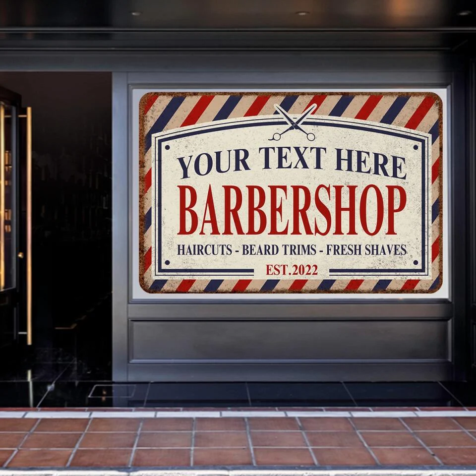 Barbershop Sign Haircuts Beard Trims Fresh Shaves Metal Sign Gift for Hairdresser - Image 6