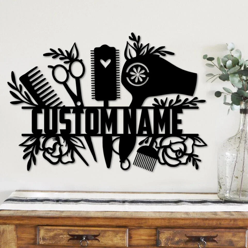 Barbershop Sign - Personalized Cut Metal Sign - Custom Name - Gift for Barber - Image 4