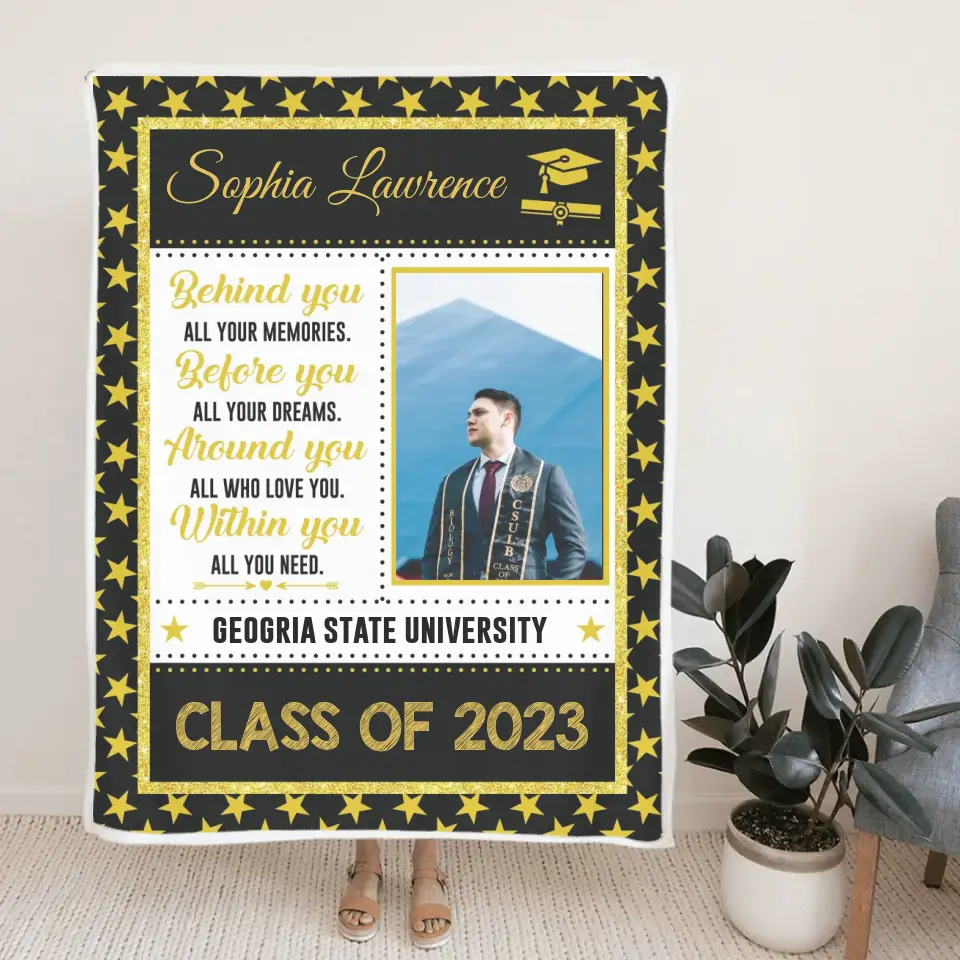 Behind You All Your Memories Before You All Your Dreams - Personalized Upload Photo Blanket - Best Graduation Gift For Friends For Him/Her Graduated Day - Anniversary Gift - 304IHPTLBL477 - Image 2