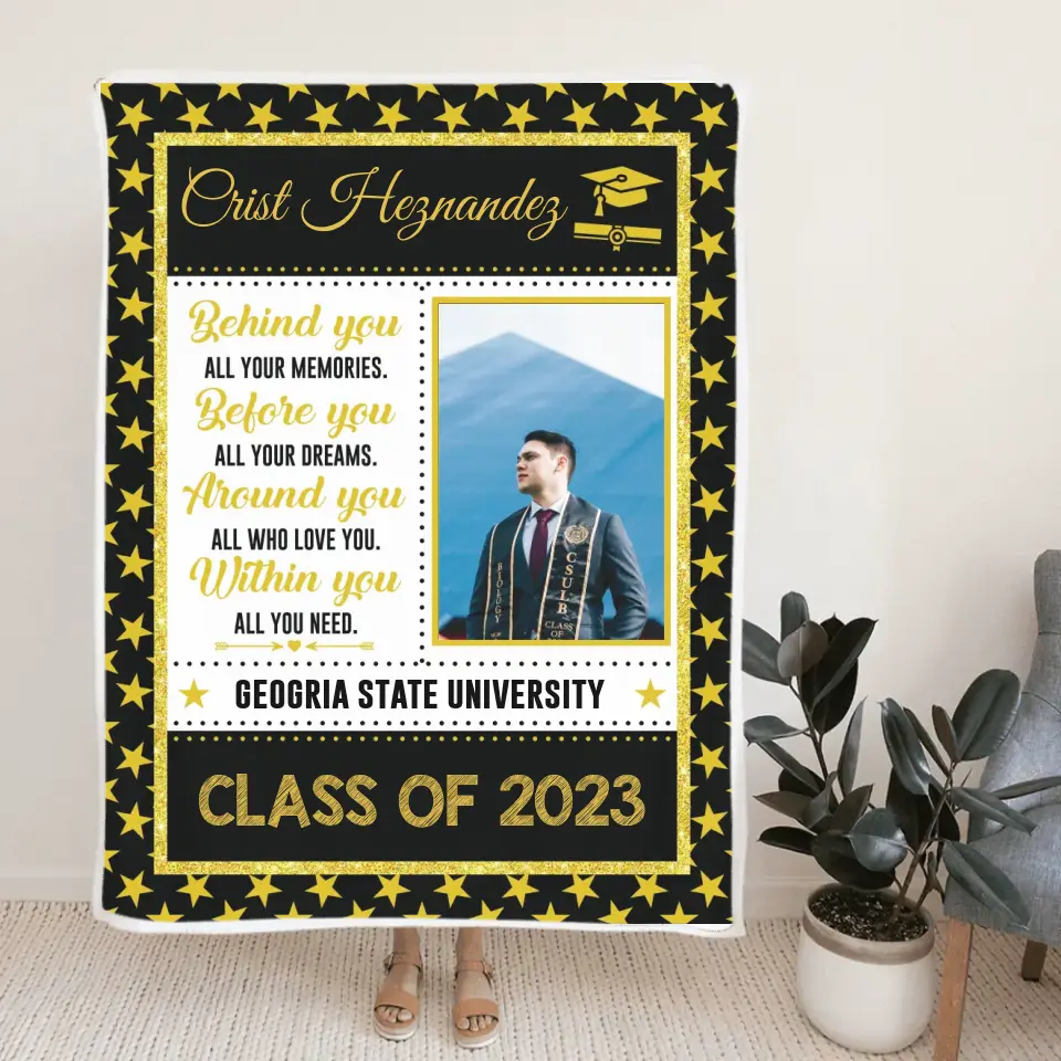 Behind You All Your Memories Before You All Your Dreams - Personalized Upload Photo Blanket - Best Graduation Gift For Friends For Him/Her Graduated Day - Anniversary Gift - 304IHPTLBL477 - Image 3