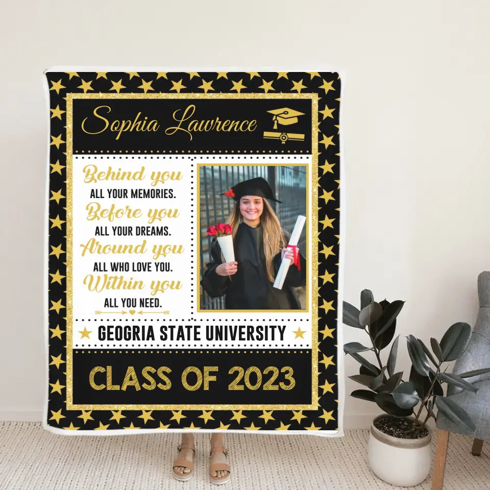 Behind You All Your Memories Before You All Your Dreams - Personalized Upload Photo Blanket - Best Graduation Gift For Friends For Him/Her Graduated Day - Anniversary Gift - 304IHPTLBL477 - Image 4