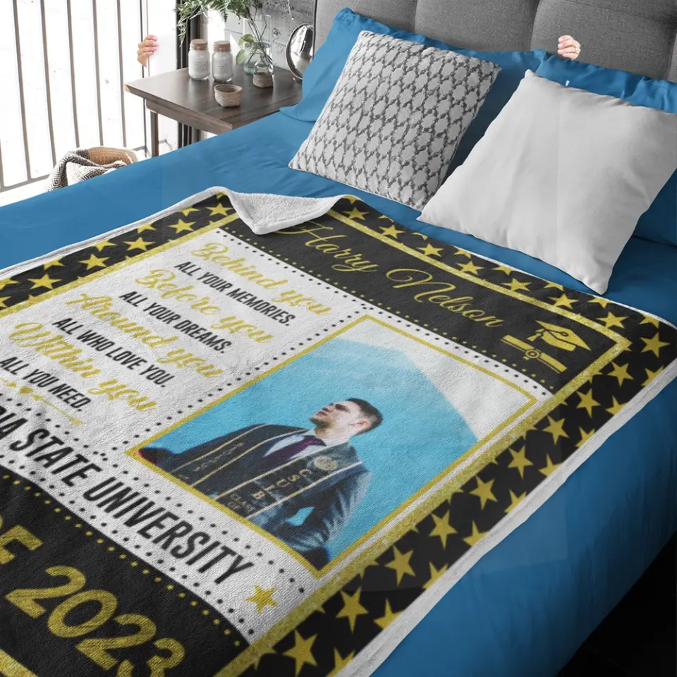 Behind You All Your Memories Before You All Your Dreams - Personalized Upload Photo Blanket - Best Graduation Gift For Friends For Him/Her Graduated Day - Anniversary Gift - 304IHPTLBL477 - Image 5