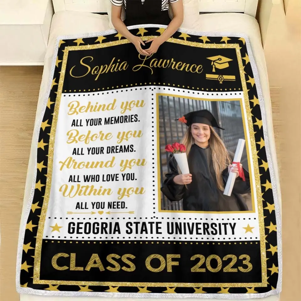 Behind You All Your Memories Before You All Your Dreams - Personalized Upload Photo Blanket - Best Graduation Gift For Friends For Him/Her Graduated Day - Anniversary Gift - 304IHPTLBL477 - Image 9